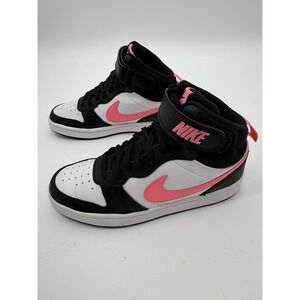 Nike Court Borough Mid 2 Little Kids' Shoes in Black/White/Sunset Pulse Size 5Y